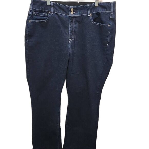 Lane Bryant Women's Size 22 Flare Leg Dark Wash Jeans Wide Stretch Waistband Plu - Picture 1 of 13